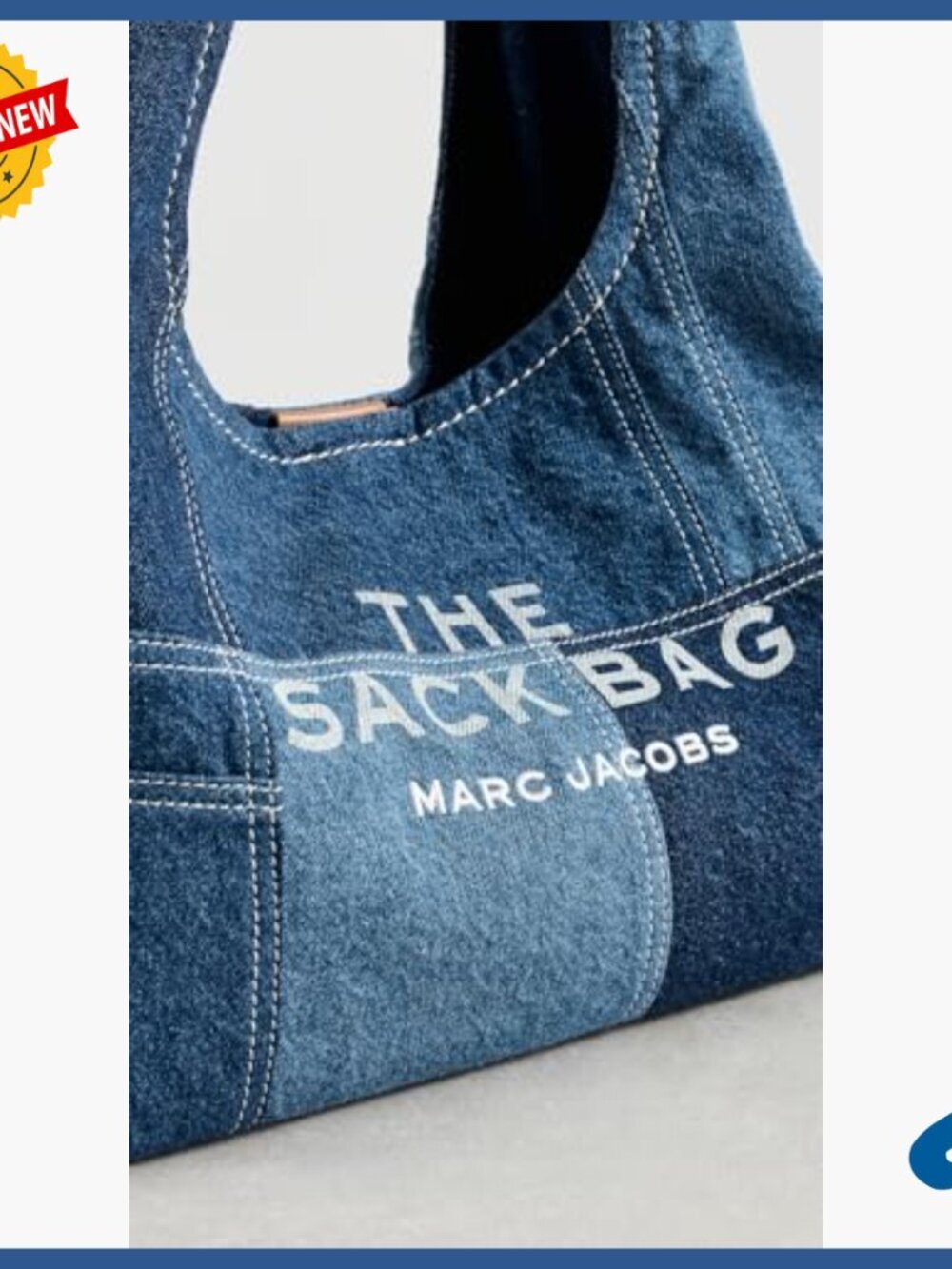 Medium Denim Shoulder Bag with Magnetic Closure, Rectangular Shape - Picture 4 of 5